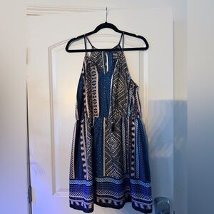 BeBop Navy and White Geometric Midi Dress